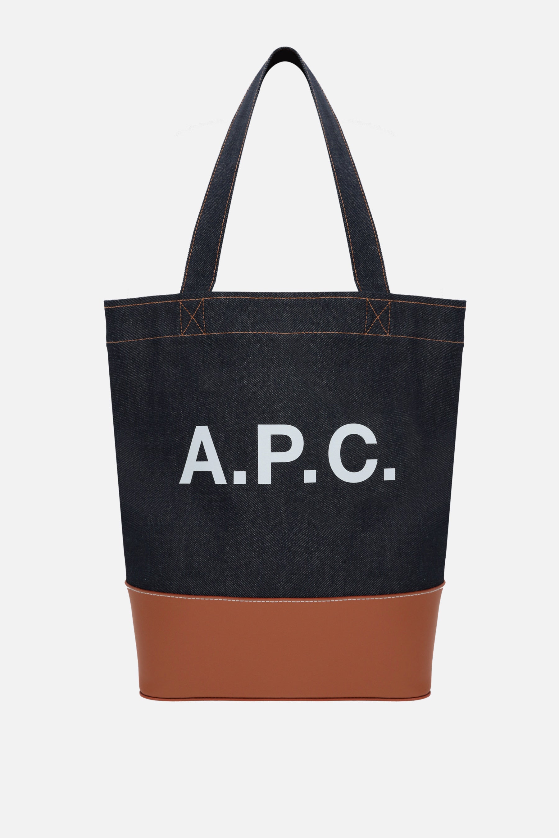 Axel denim and smooth leather tote bag