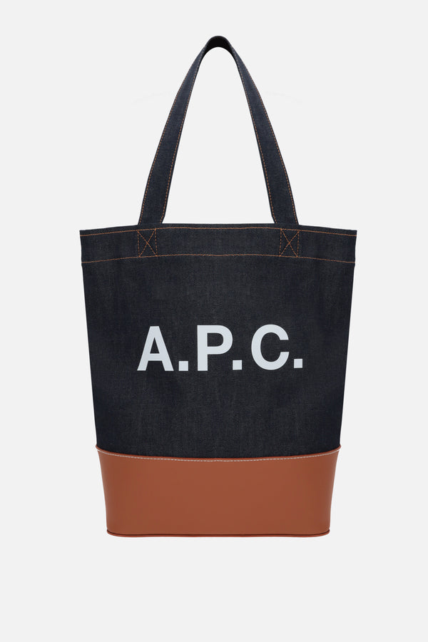 Axel denim and smooth leather tote bag