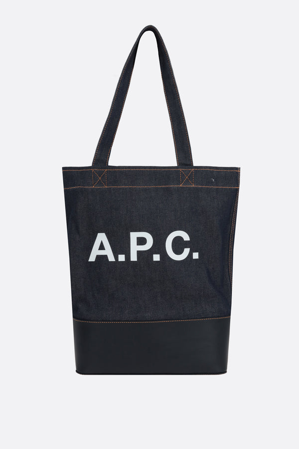 Axelle denim and smooth leather tote bag