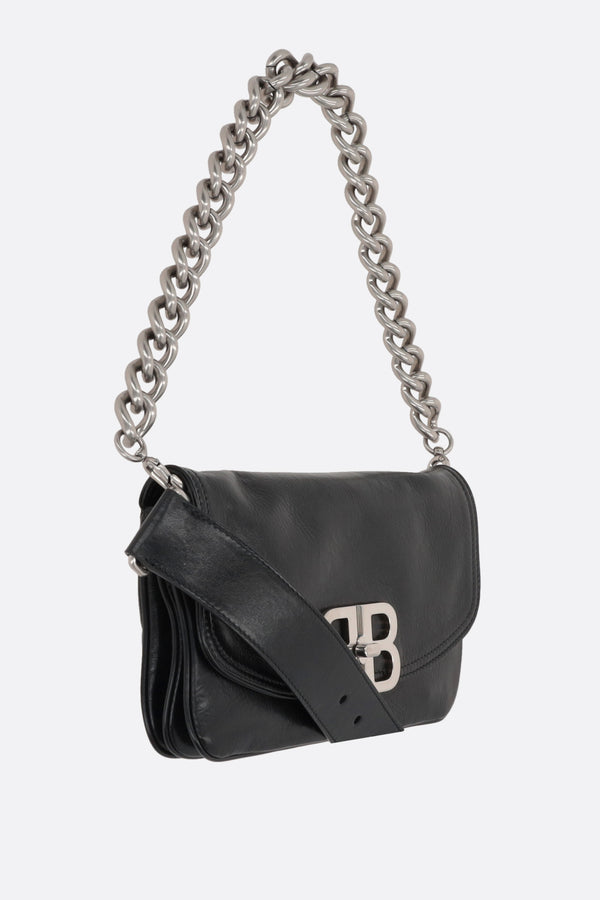 Balenciaga BB Lock Small Black Leather Logo Quilted Handbag Bag