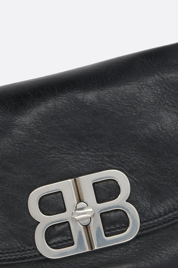 BALENCIAGA: Flap bag in Peach leather - Black