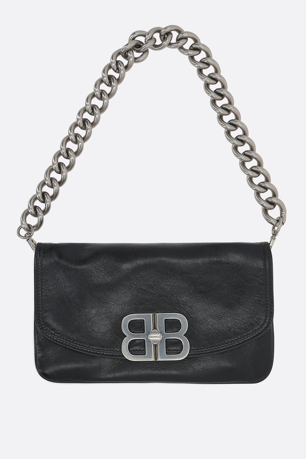 BB chain leather crossbody bag