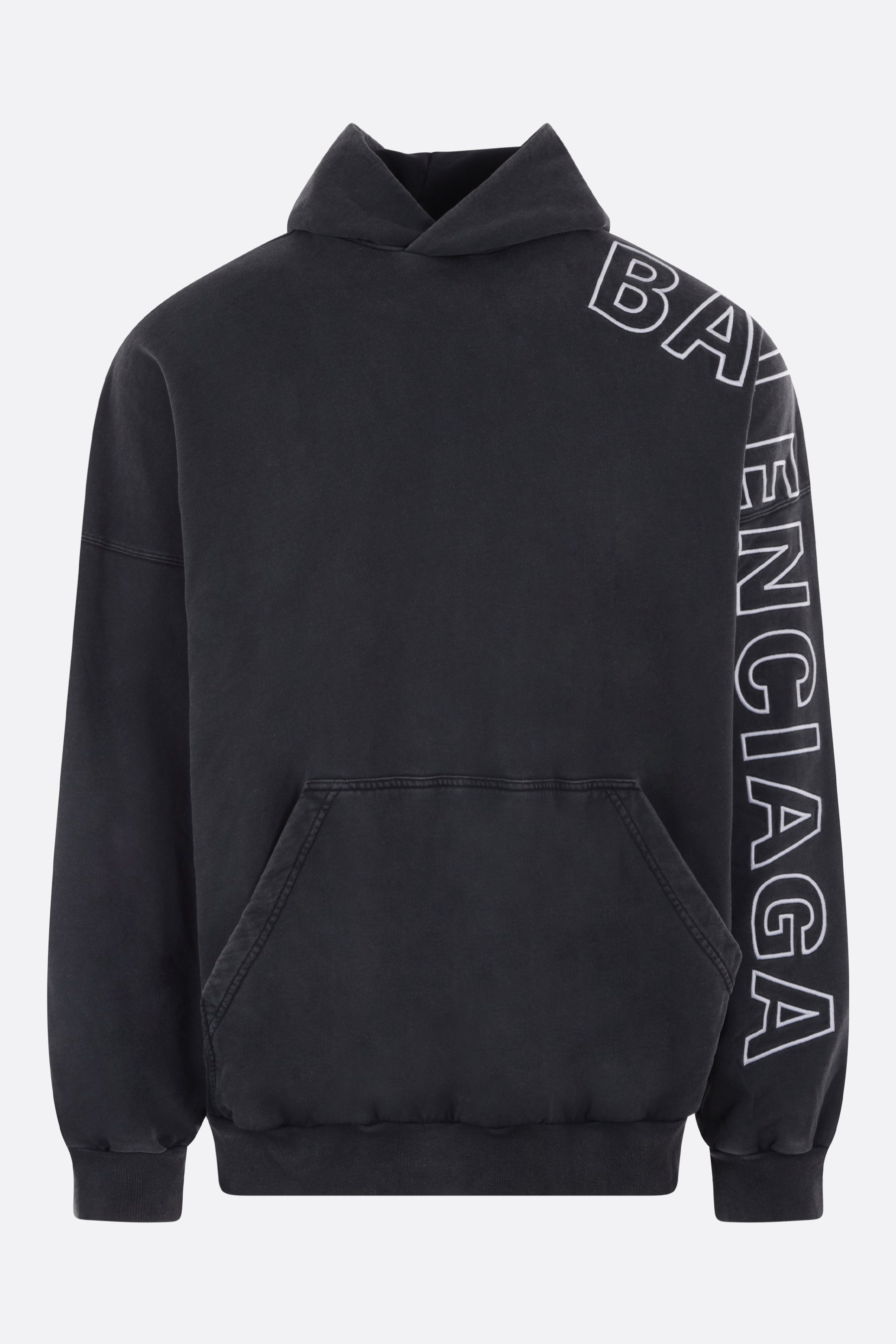 lettering logo embroidered jersey hoodie