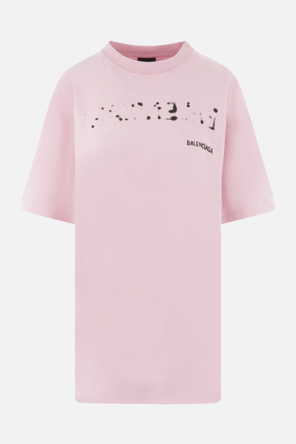 BALENCIAGA  Oversized Distressed LogoPrint CottonJersey TShirt  Pink  Balenciaga