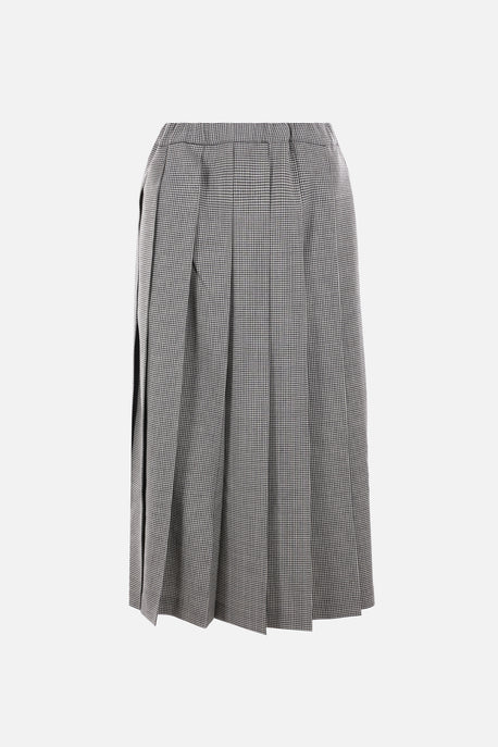 houndstooth wool pleated skirt