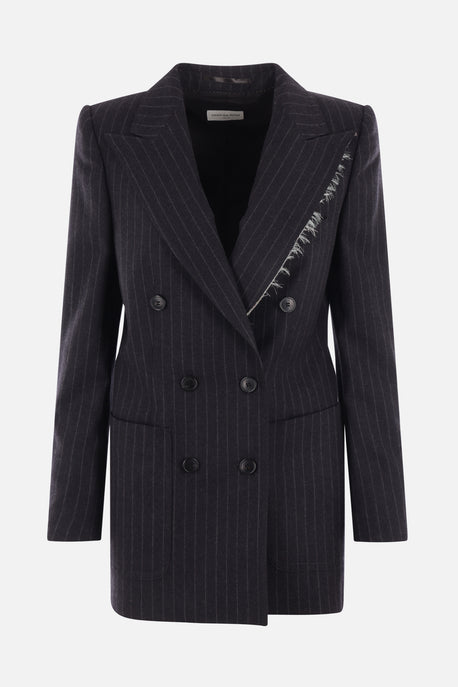 Bylee Bis double-breasted soft pinstriped wool blend jacket