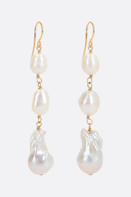 pearl-embellished brass drop earrings