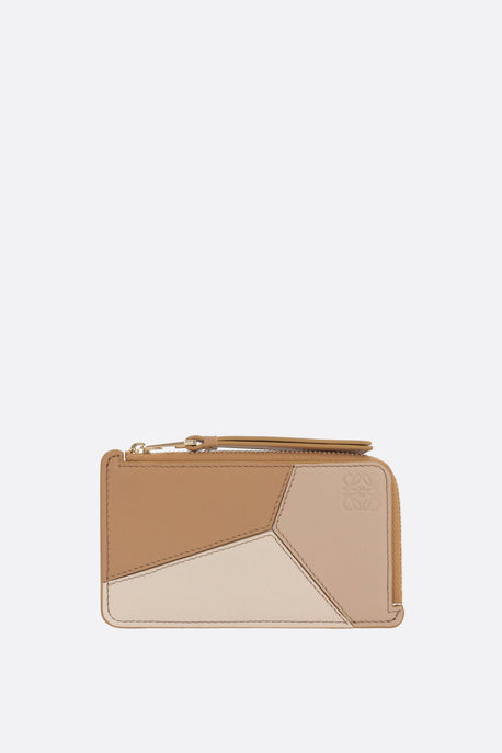 Puzzle zipped card case in Classic leather