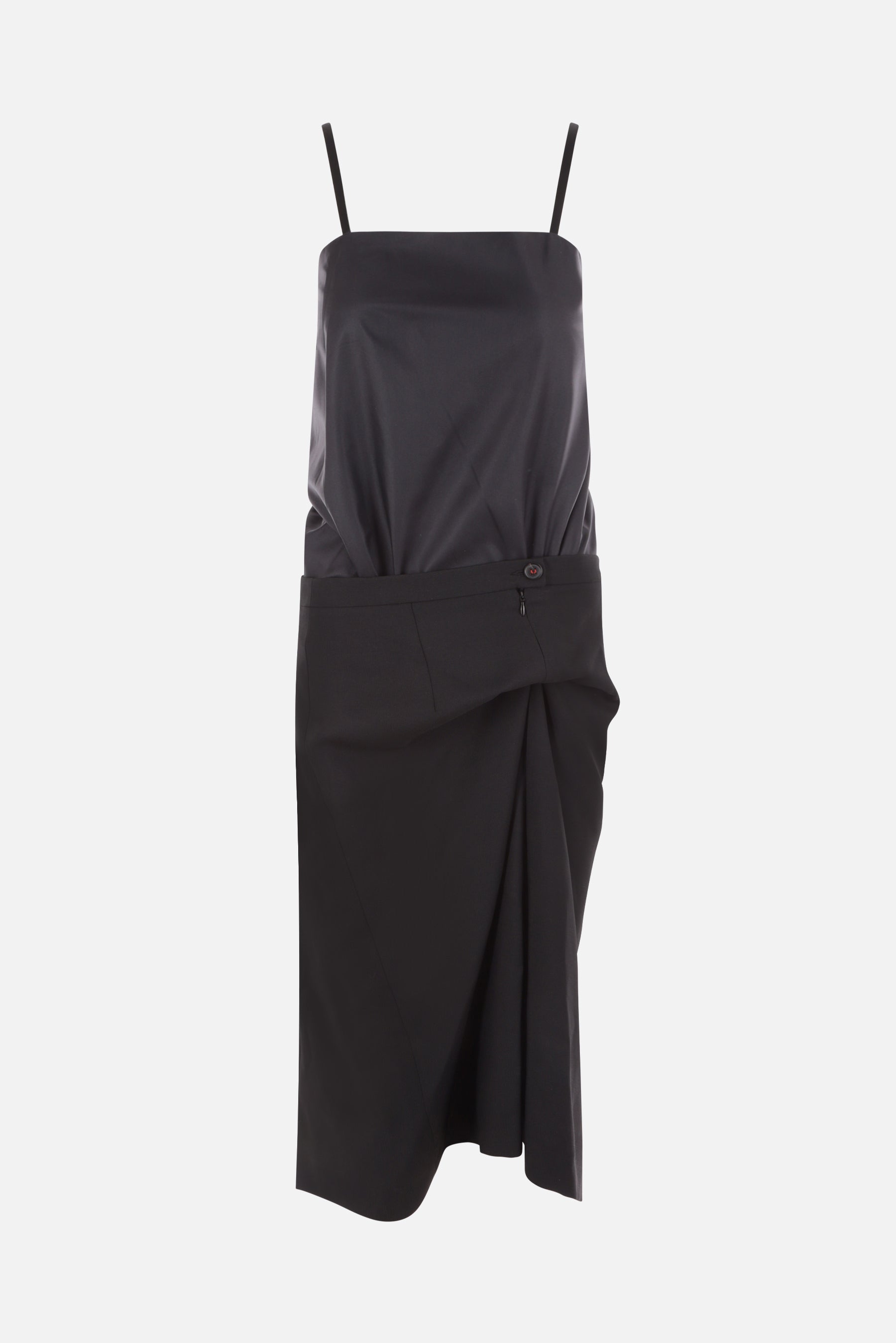 silk dress with wool and mohair asymmetric skirt
