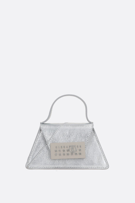 Numeric mini laminated leather handbag