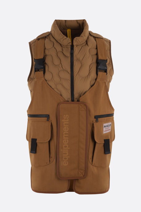 Sierpinski nylon sleeveless down jacket with removable harness