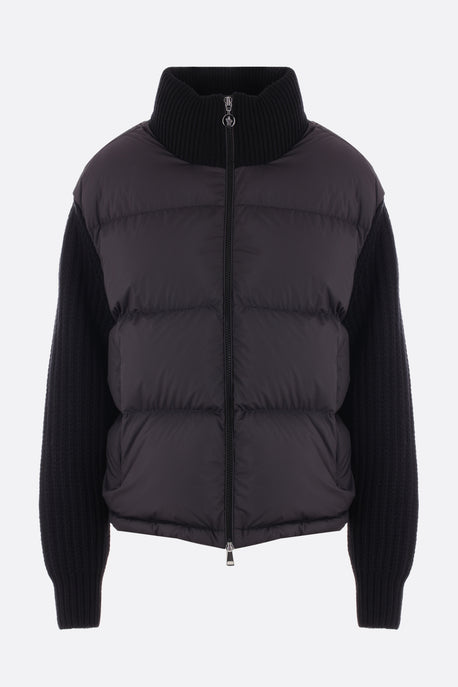 Tricot nylon and knit down jacket