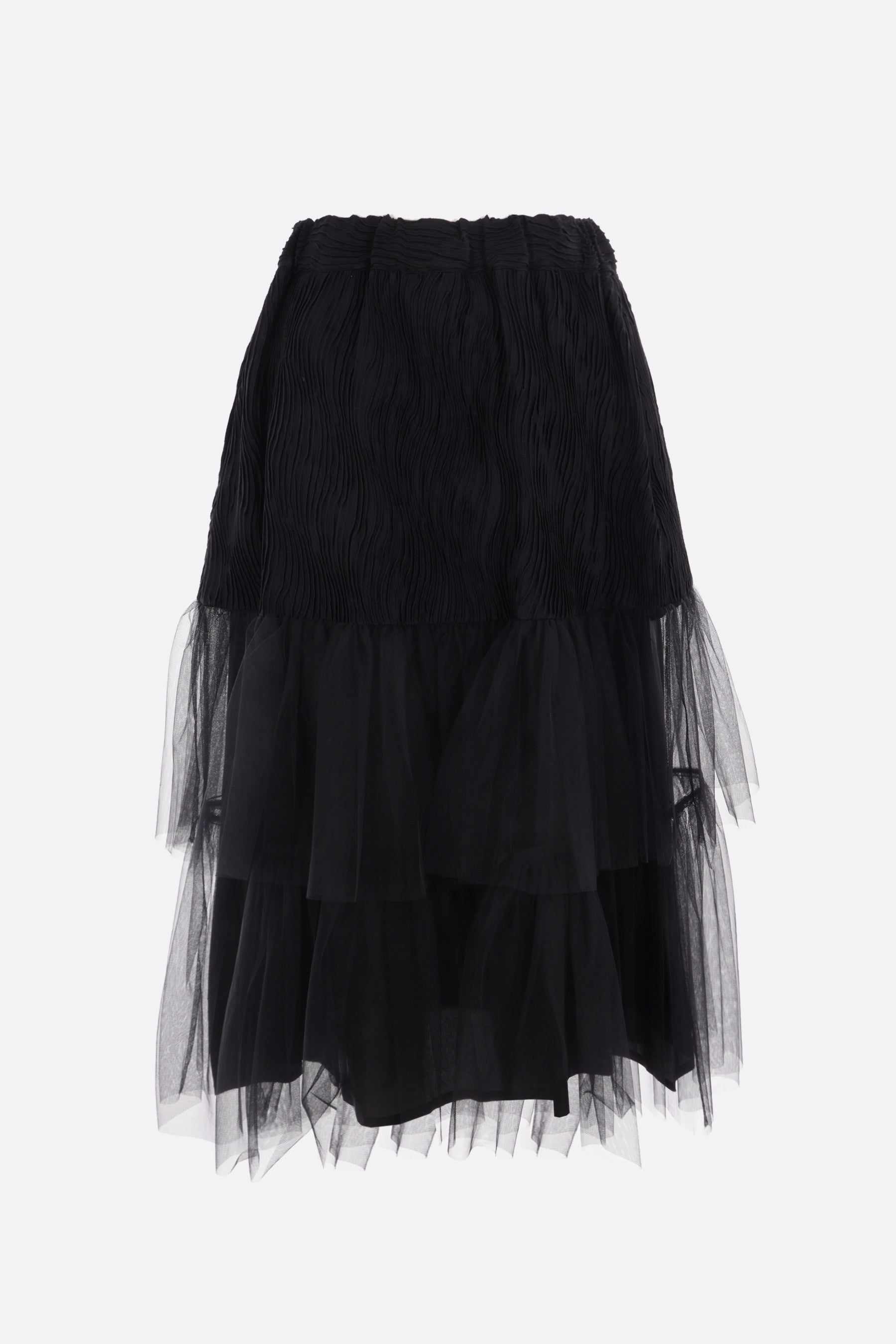Contrast color inner gloss Phyllis short tulle skirt black - Shop
