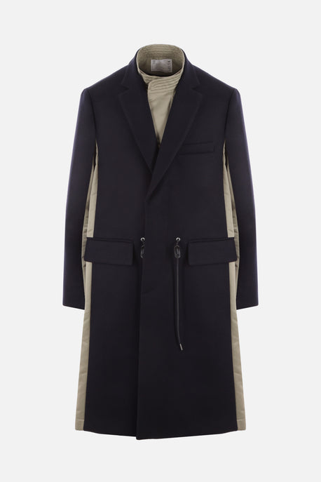 Melton single-breasted wool and nylon jacket