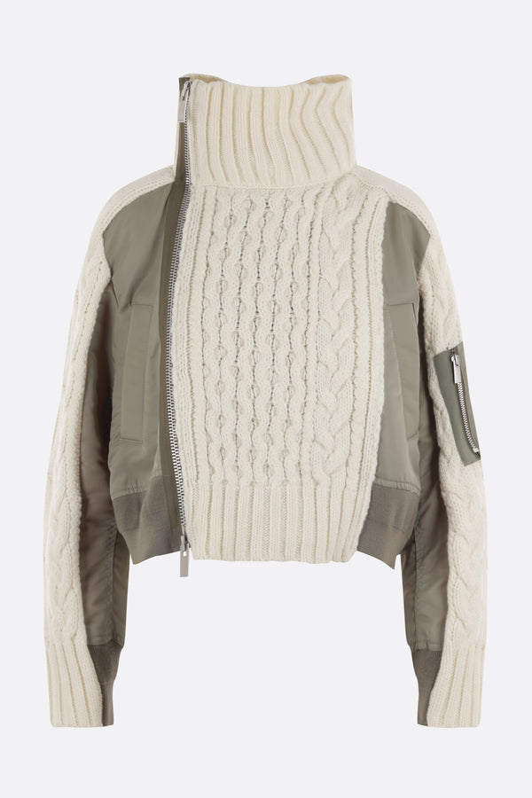 knit and nylon bomber jacket
