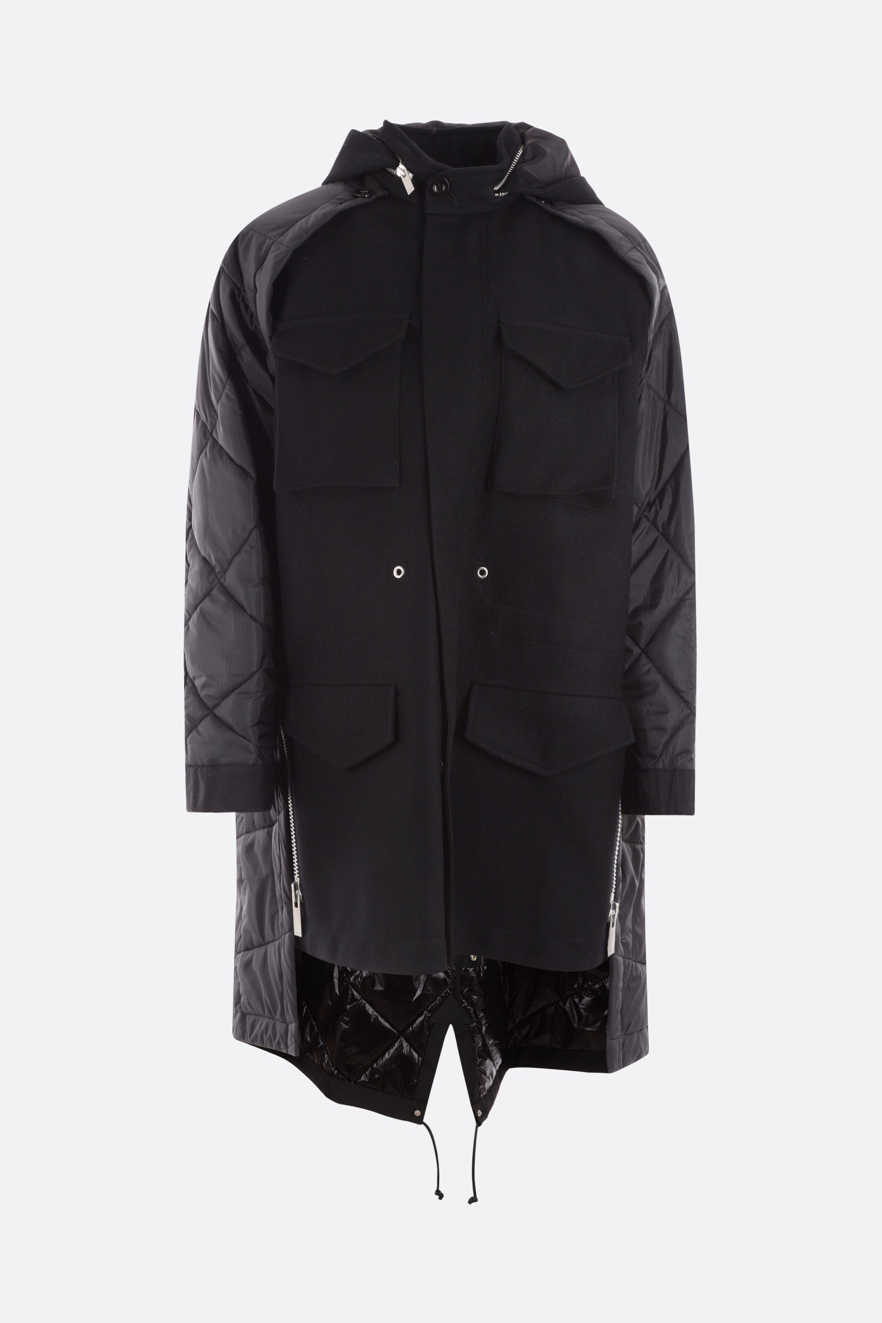 wool and nylon sectioned jacket
