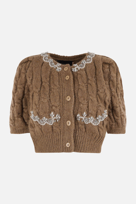alpaca blend cropped cardigan with crystal