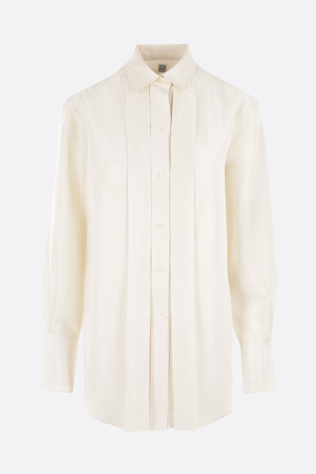 silk shirt with pleated plastron