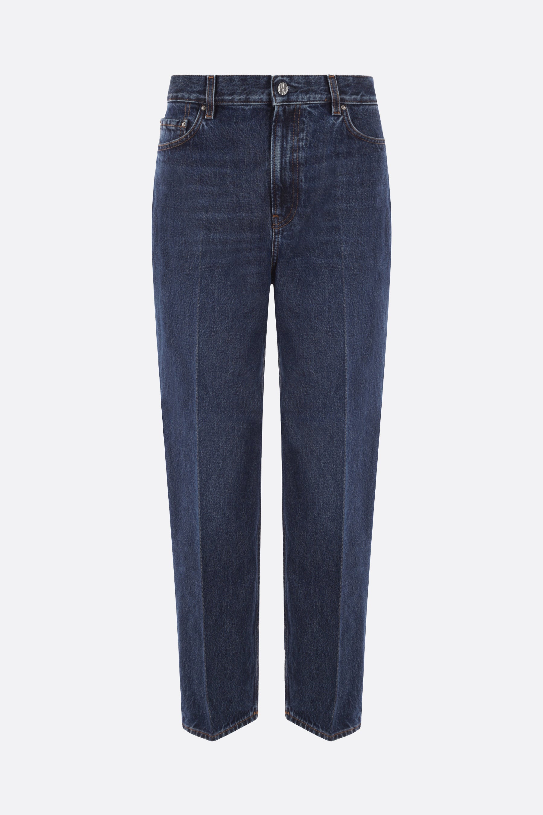 wide-tapered-leg organic denim jeans