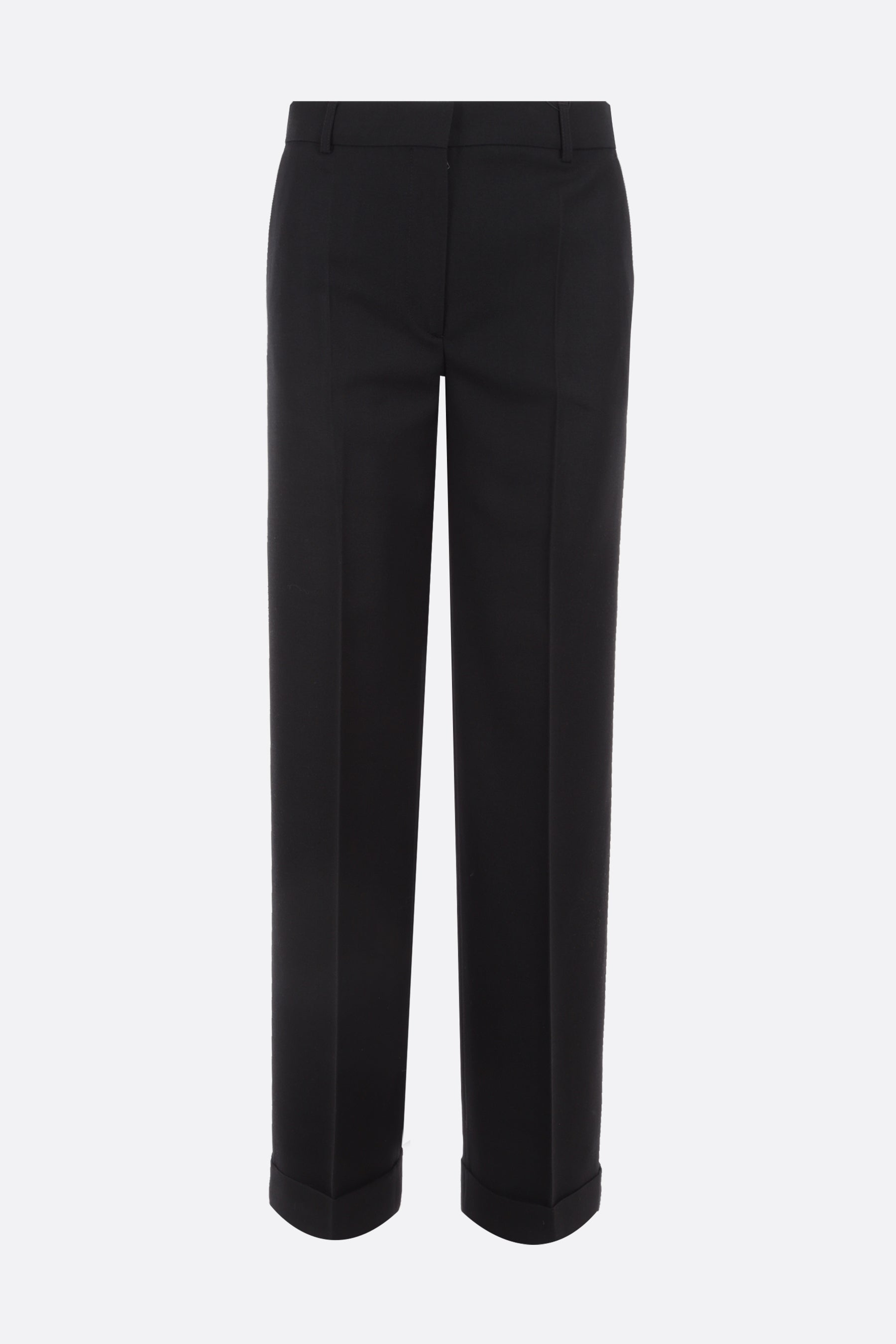 wool blend straight-fit pants