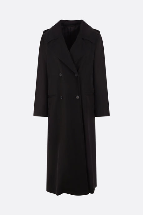 double-breasted drill trench coat
