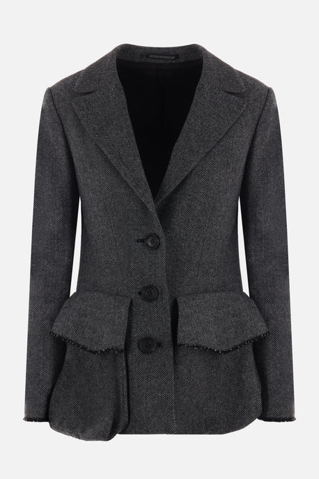 single-breasted herringbone wool blend jacket