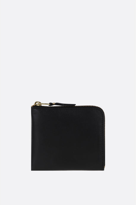 smooth leather half-zip wallet